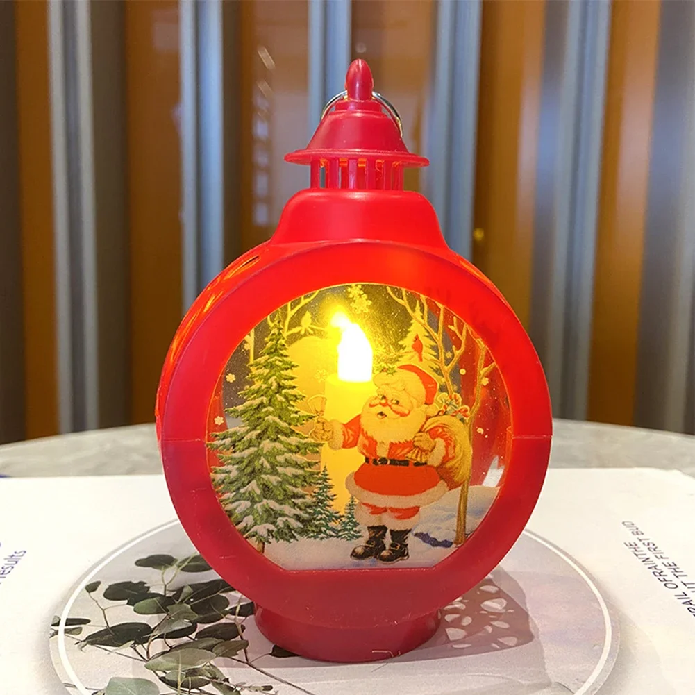 1pc Santa Snowman Wind Lantern Ornament Portable Pony Lantern Christmas Ornament Plastic Christmas Night Light