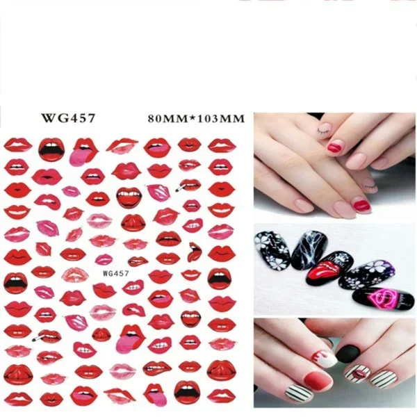 Red Sexy Lips Personalized Nail Decoration Decals