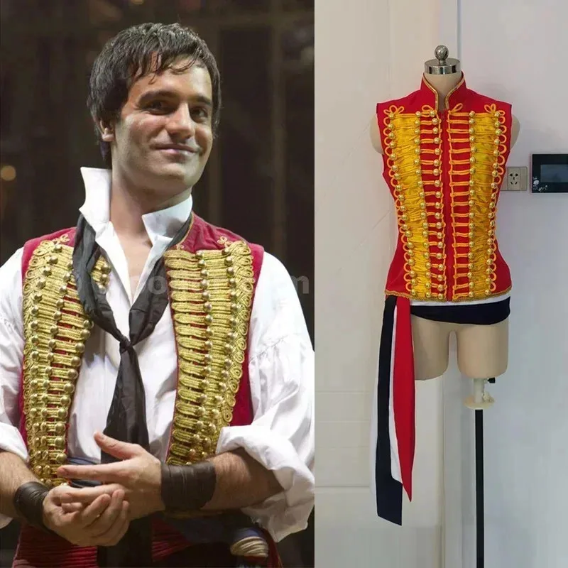 

Musical Les Miserables Enjolras Cosplay Red Vest Sash Jacket Costume Performance Uniform Medieval Halloween Carnival Men ggjj;4