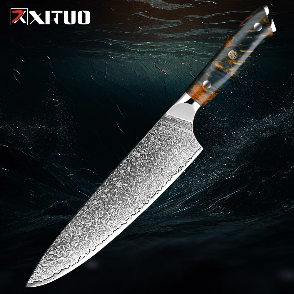 

Professional Chef Knife 8 Inch Damascus VG-10 Japanese Steel Chef's Knife Full Tang Handle Ultra Sharp Kitchen Cooking Knife