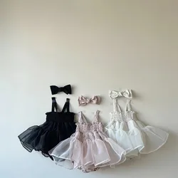 Vestido de princesa sin mangas para niña pequeña, tutú de malla, informal, a la moda, novedad de verano 2024