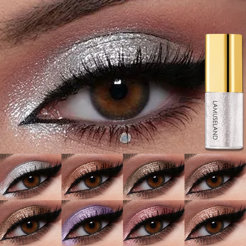 Fard à paupières liquide nacré 8 couleurs, maquillage naturel, effet fumé argenté, paillettes scintillantes, ombres diamantées, waterproof, illuminateur de beauté