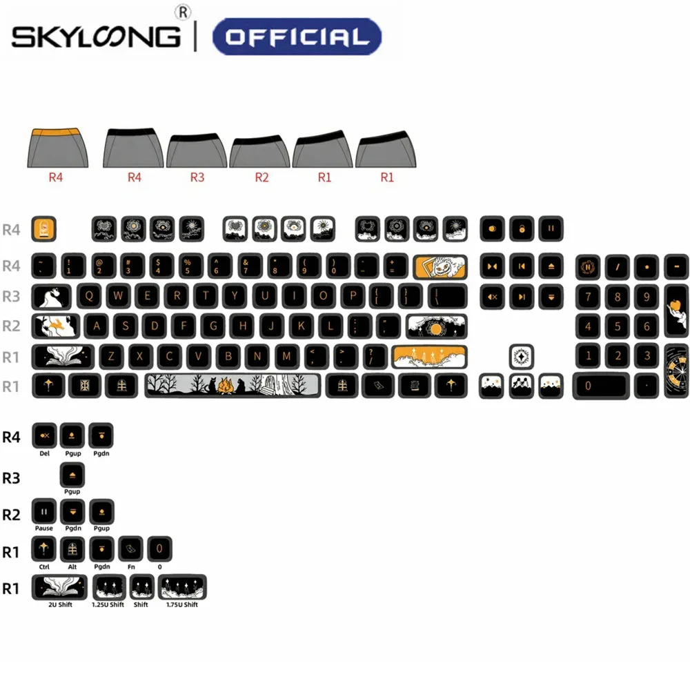 

SKYLOONG GK7 PBT Black Pudding Keycaps Dark Tales Theme 120 Keys Keycap For Cherry Switch Mechanical Keyboard Kits RGB Keyboards