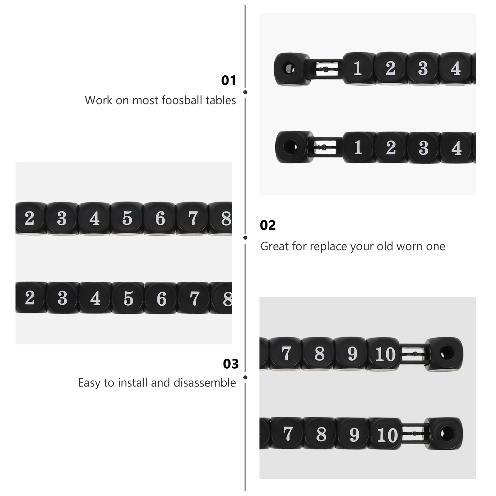 

2pcs Foosball Scoring Counters For Table Football Durable Plastic Scorekeeper Bar Multipurpose Scoring Devices Black