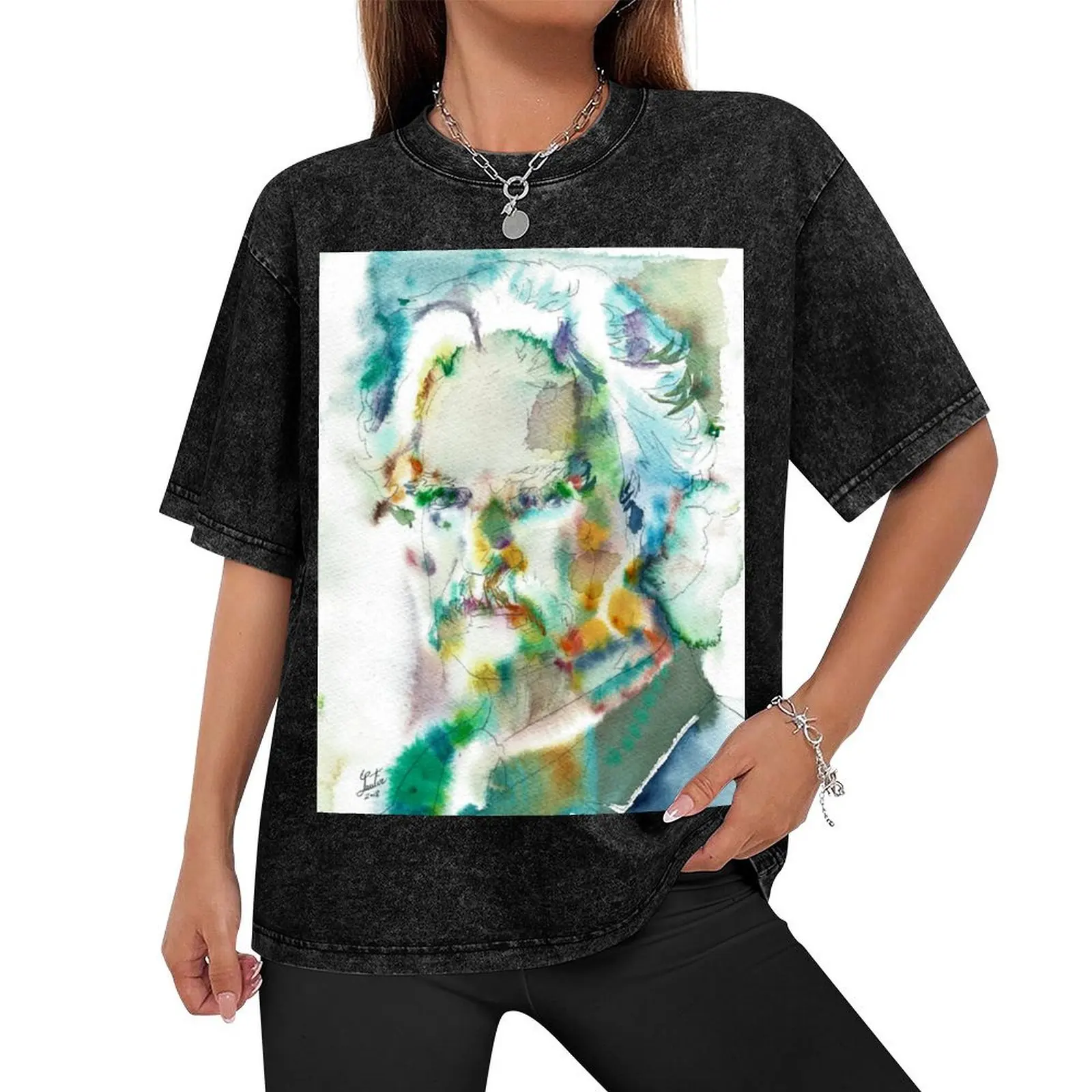 MARK TWAIN - watercolor portrait.4 T-Shirt oversizeds shirts graphic tees quick drying anime t shirts mens champion t shirts