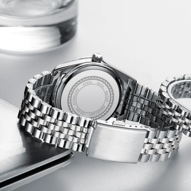 Классические мужские кварцевые часы CHENXI 004D, модные светящиеся часы из нержавеющей стали с календарем, водонепроницаемые повседневные нейтральные часы, элегантные часы