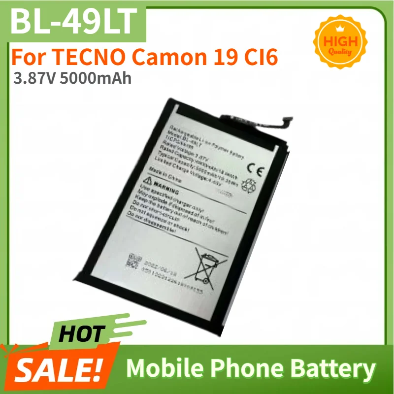 

BL-49LT High Quality Phone Battery 3.87V 5000mAh for TECNO Camon 19 CI6 Brand New Replacement Battery