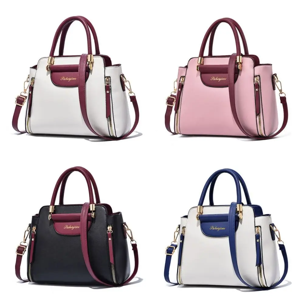 

Fashion PU Women Bag Elegant Large Capacity Handheld Bag Hit Color Shoulder Bag Daily