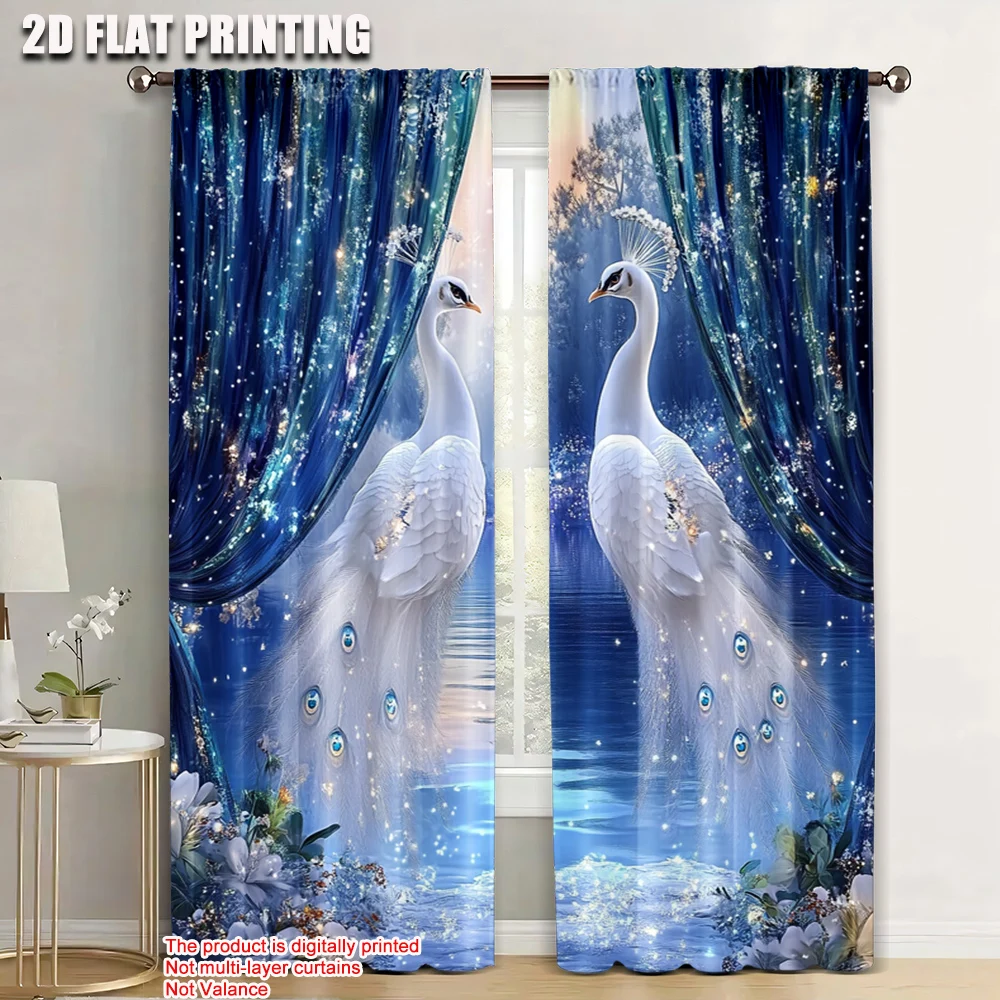 

2pc, Curtain peacock Versatile 100% Polyester,Without Electricity Wall Decor Suitable for Living Room, Outdoor Decor