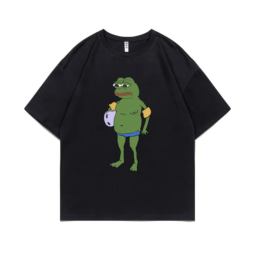 

Funny Frog Pepe Swimming In Shorts Graphic T-shirt Men Women Casual Loose Crewneck T Shirts Male High Quality Oversized Tshirt