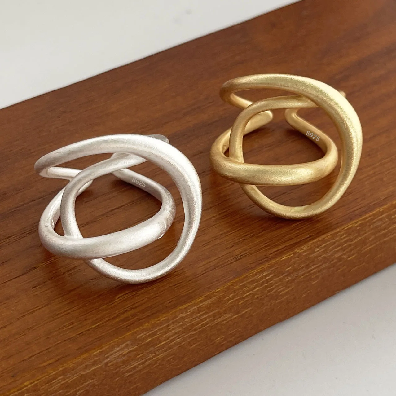 925 anillos de plata esterlina para mujer pareja minimalista hecho a mano Simple oro Inter Cruz anillo joyería fina regalo prevenir alergias