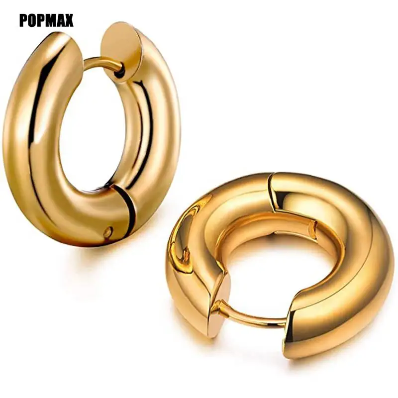 POPMAX Ladies Big Hoops Gold Circle Ring Earrings 2023. Nowe modne prawdziwe pozłacane okrągłe kolczyki kółka dla kobiet i dziewcząt