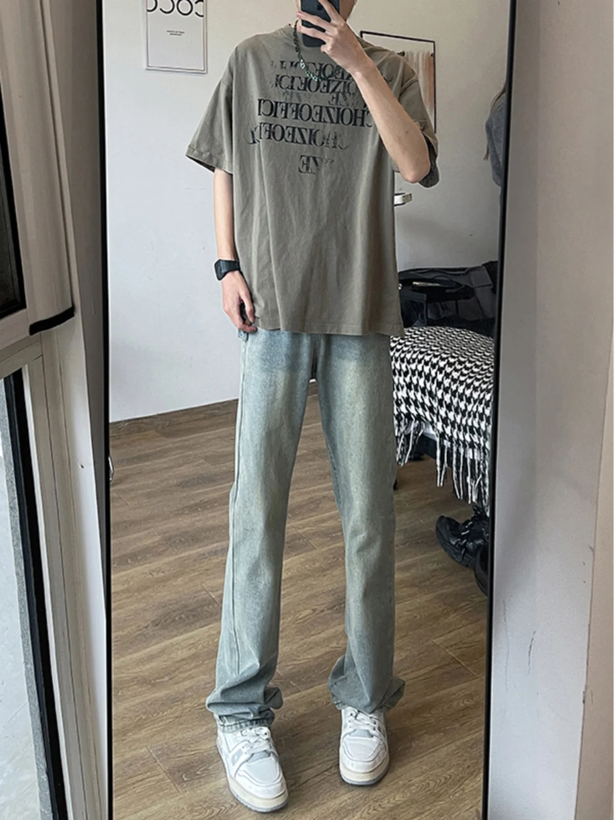 

American Vibe Men's Jeans Straight Leg Slimming Trendy Brand Spring 2024 New Style Youthful Popular Long Pants