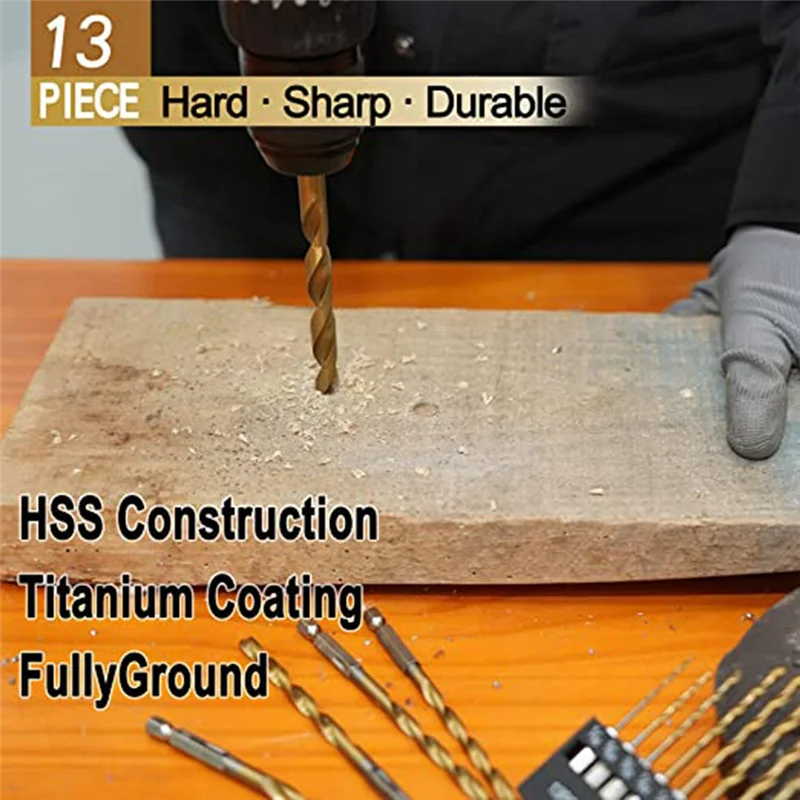 

LLCS-Titanium Hex Drill Bit Set 135 Degree Tip HSS Impact Drill Bit Set For Metal, Wood Quick Change Design