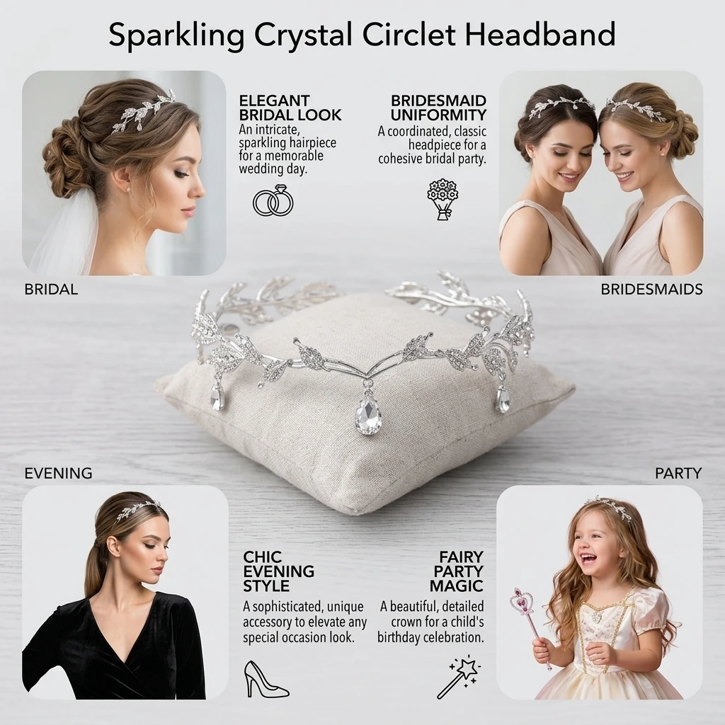 Exquisite Crystal Tiara Headband with Forehead Dangle for Wedding Bridal Party Stage Performance Elegant Hair Jewelry