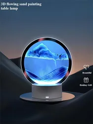 3D Three-Dimensional Quicksand Painting Desk Lamp Small Night Table Light Christmas Gift Study Bedroom Small Decorations