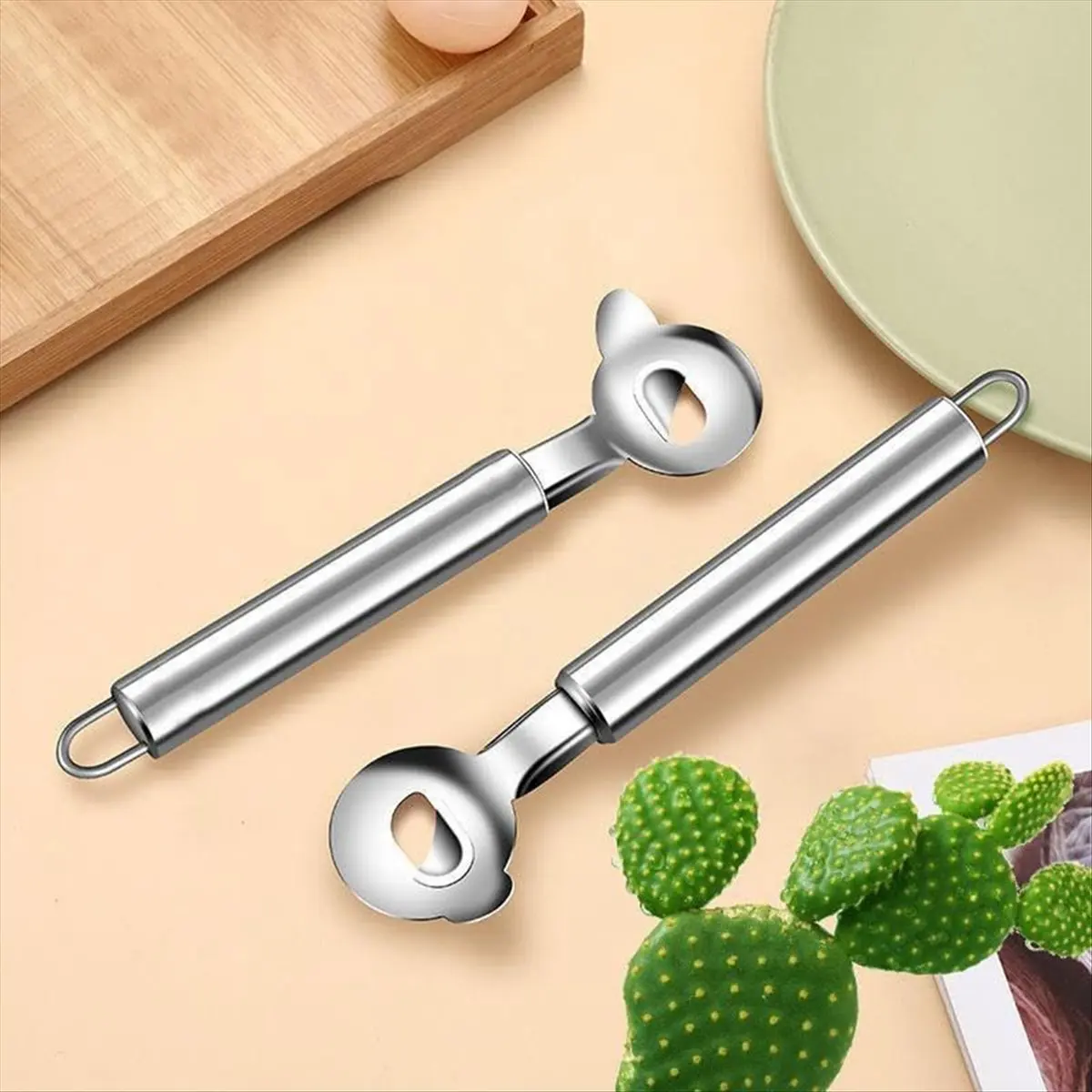 A45I 3 Pack Cactus Peeler Spoon,2025 New Stainless Steel Cuchara Pelador de Nopales, Multi-Function Cactus Peeling Knife Tool