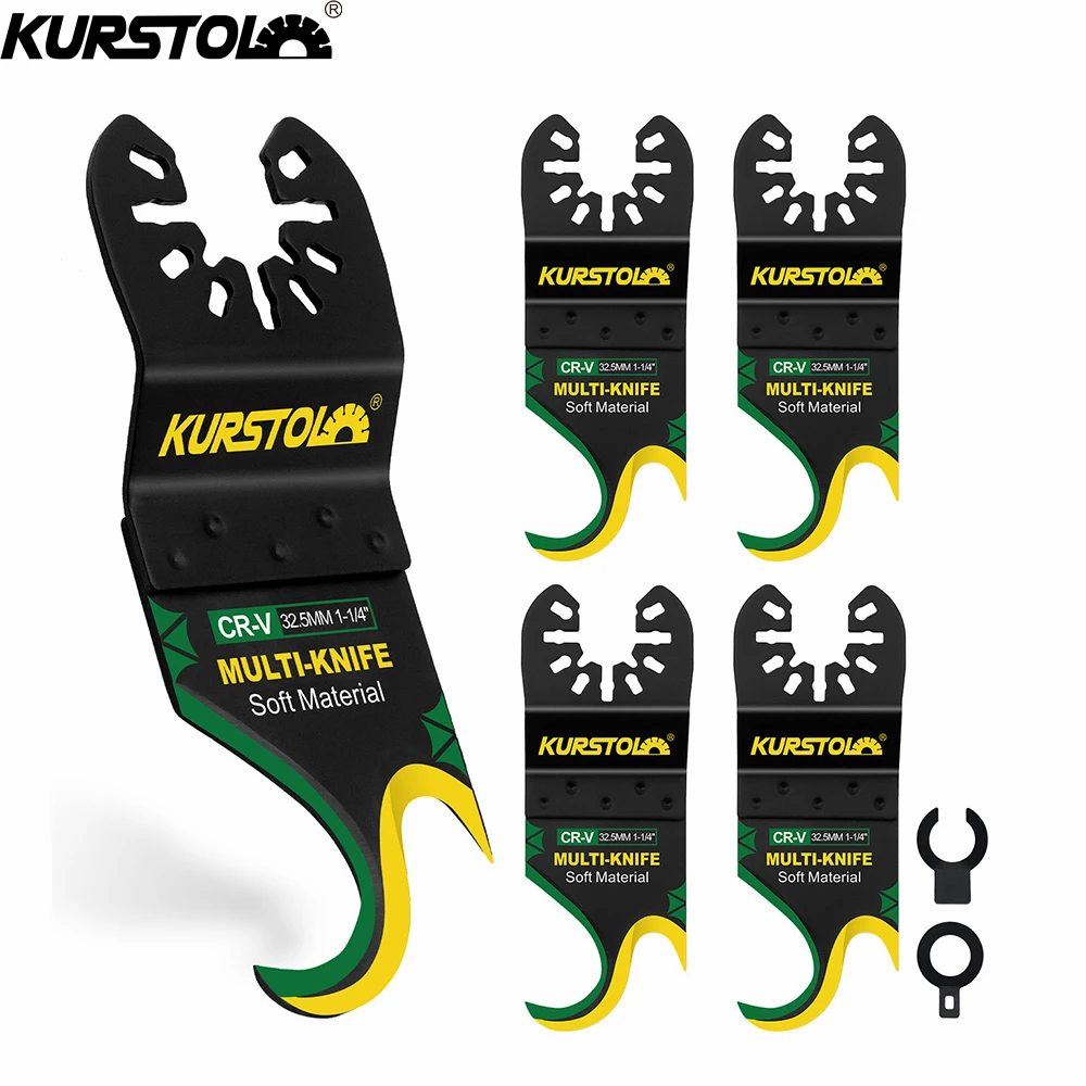 KURSTOL Oscillating Saw Blades Set Multi Tool Hook Knife Blade For Cutting Cardboard Carpet Roof Renovation PVC Cutter