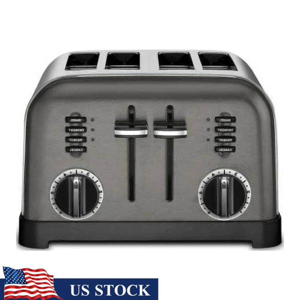 

4 Slice Toaster Metal Classic 4-Slice Toaster with Dual Control Panels Variable Heat Setting Bagel Defrost Function Removable