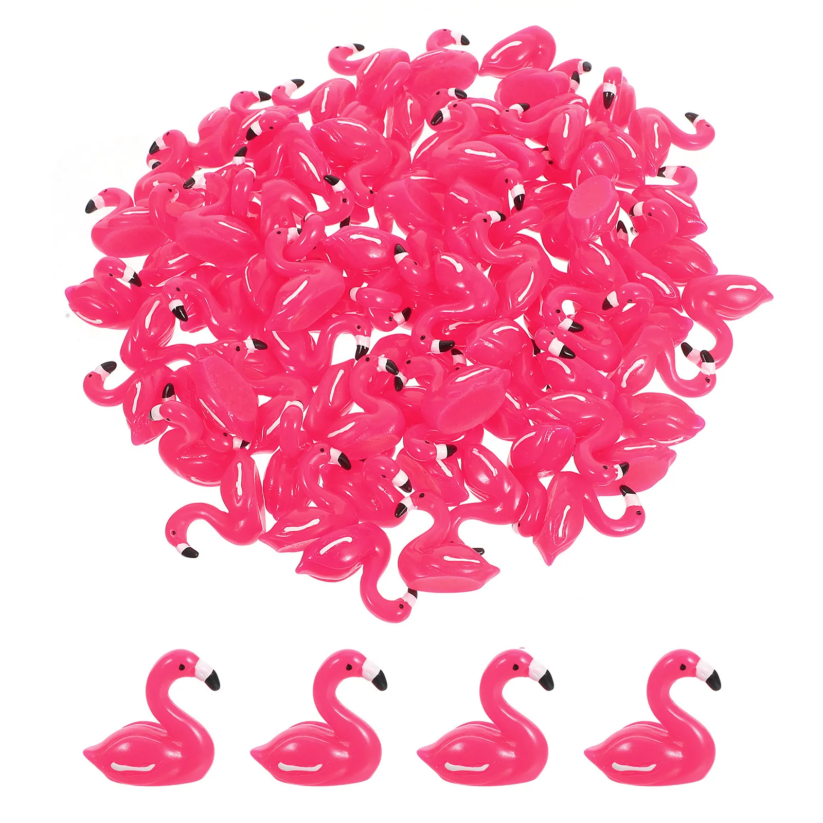 100Pcs Mini Animal Figurines For Garden Decor Decor Resin Flamingo Statues Tiny Decorations