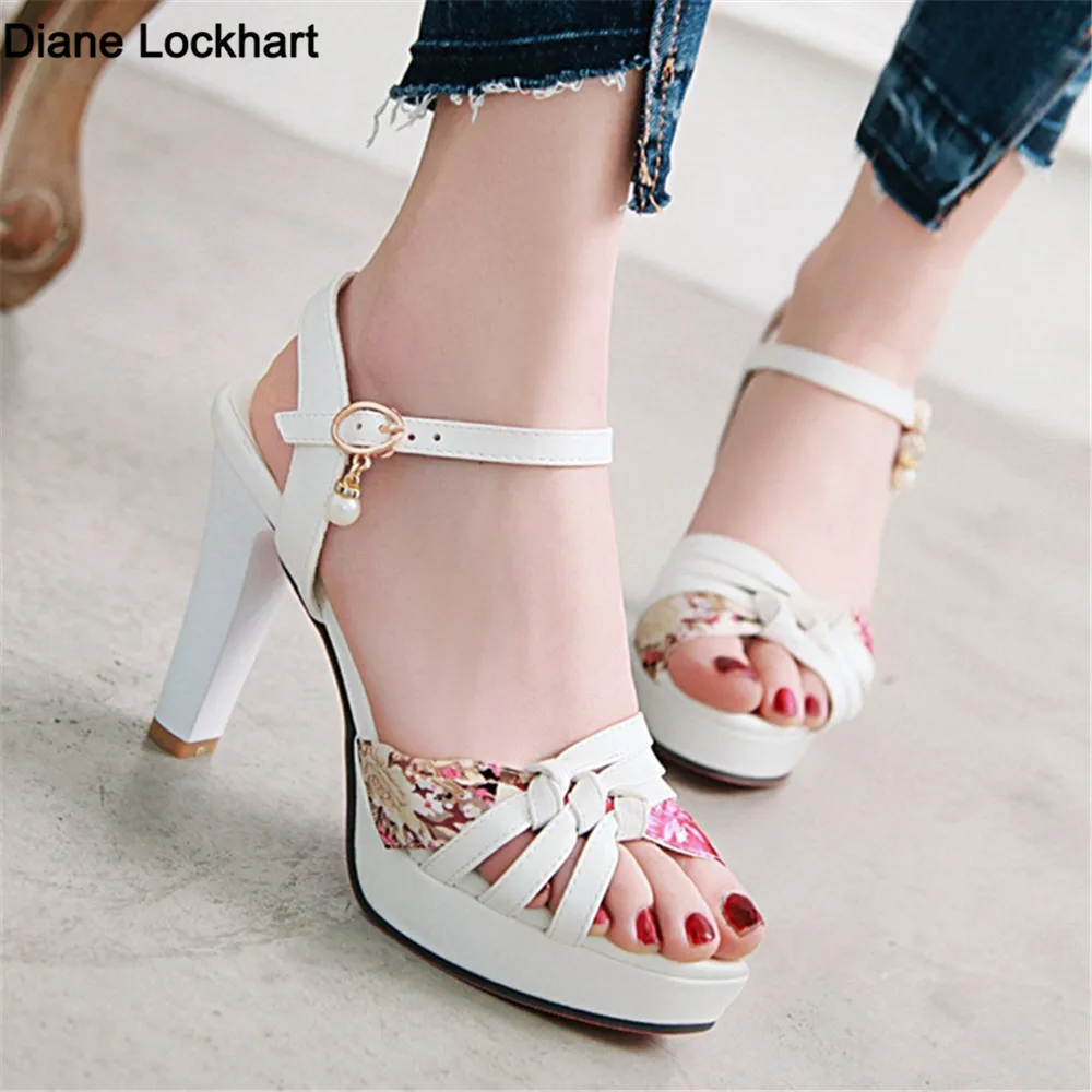 Women Summer Shoes Hollow Fish Mouth High Heel Ladys Platform Sandals Evening Dress Wedding Shoes Female Zapatos de Mujer White