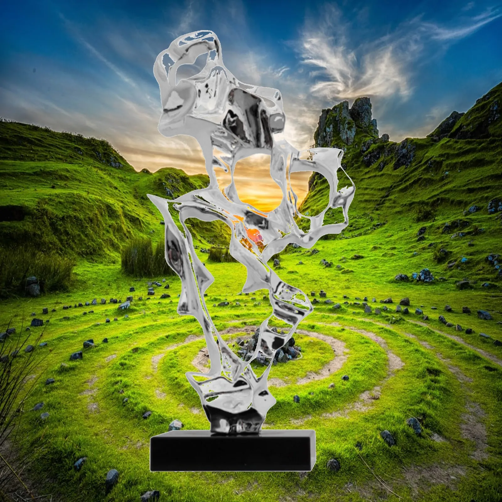 Modern Decorative Sculpture Resin Artwork Tall Centerpiece Abstract Figurine for Home Decor Console and Reception Desk