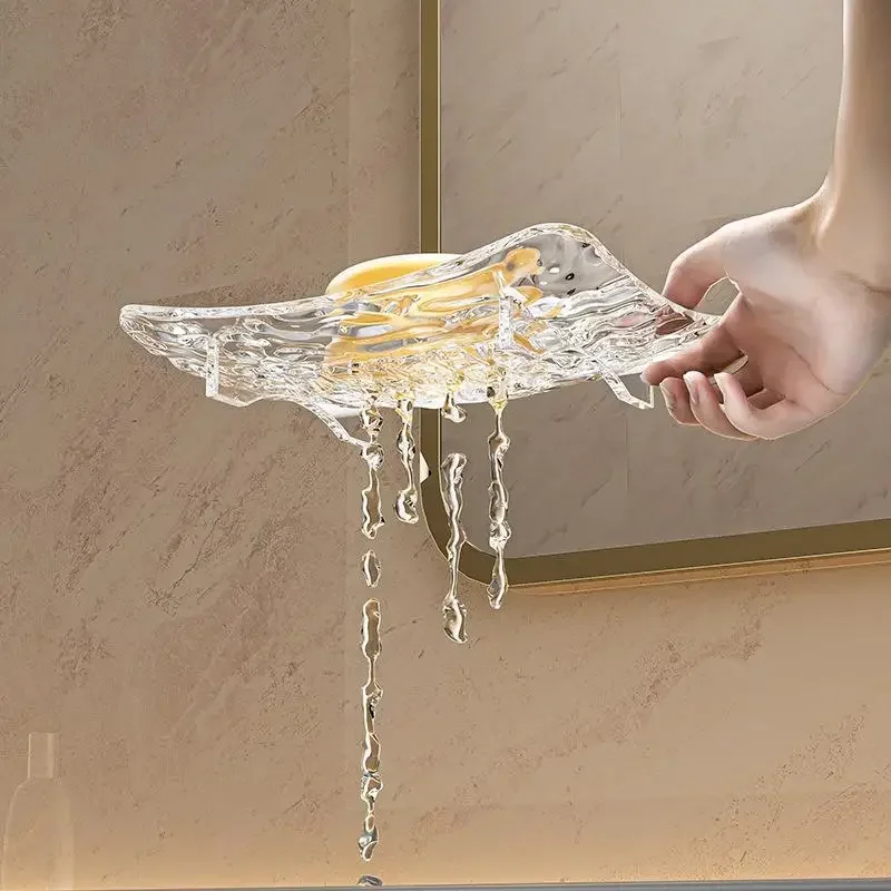 

Прозрачная коробка для мыла, высококачественная полка для хранения мыла с рисунком ледника для ванной комнаты, поднос для мыльницы для домашнего использования, легкий роскошный лоток