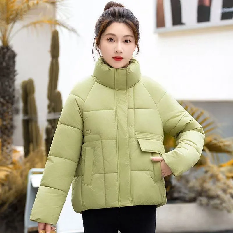 2024 Women's Short Autumn Winter Fashion Down Cotton-padded Coat Korean Stand Collar Thick Warm Joker Little Cotton-padded Coat