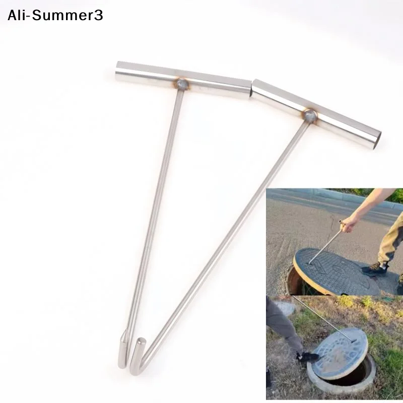 【Au】【AM3】Versatile Lifter Sewer Stainless Steel Durable Well Lid Hook Open Manhole Cover Rolling Doors Utility Tool