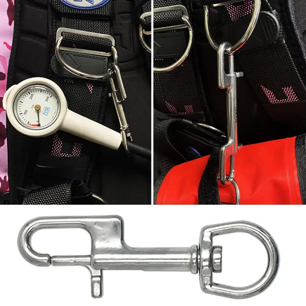 1PC 316 Stainless Steel Swivel Eye Bolt Spring Snap Hook Double Head Hook Marine Diving D Ring Snap Hooks With Swivel