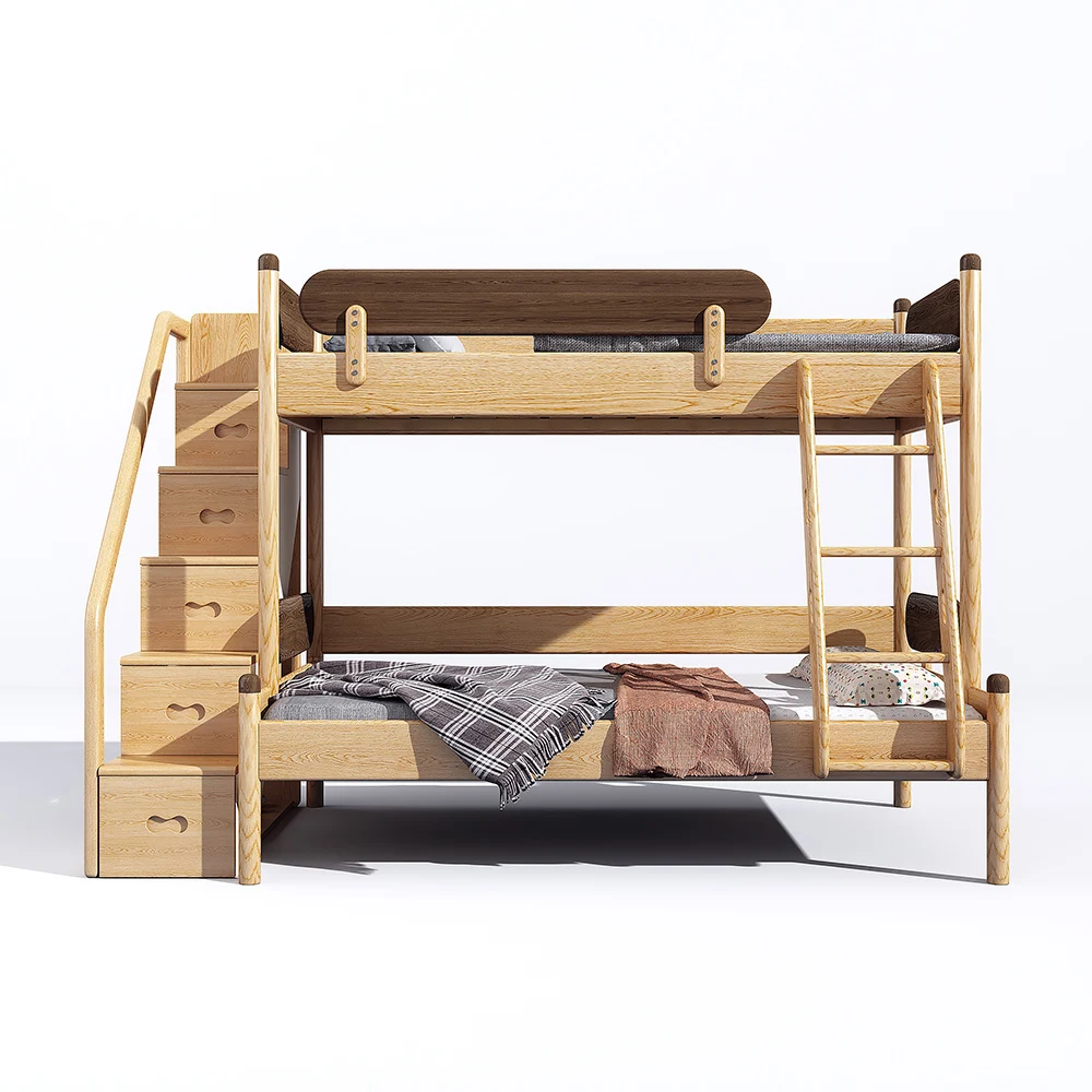 High-end solid wood bed, simple sister and brother bed, S-type children's bed, support customization