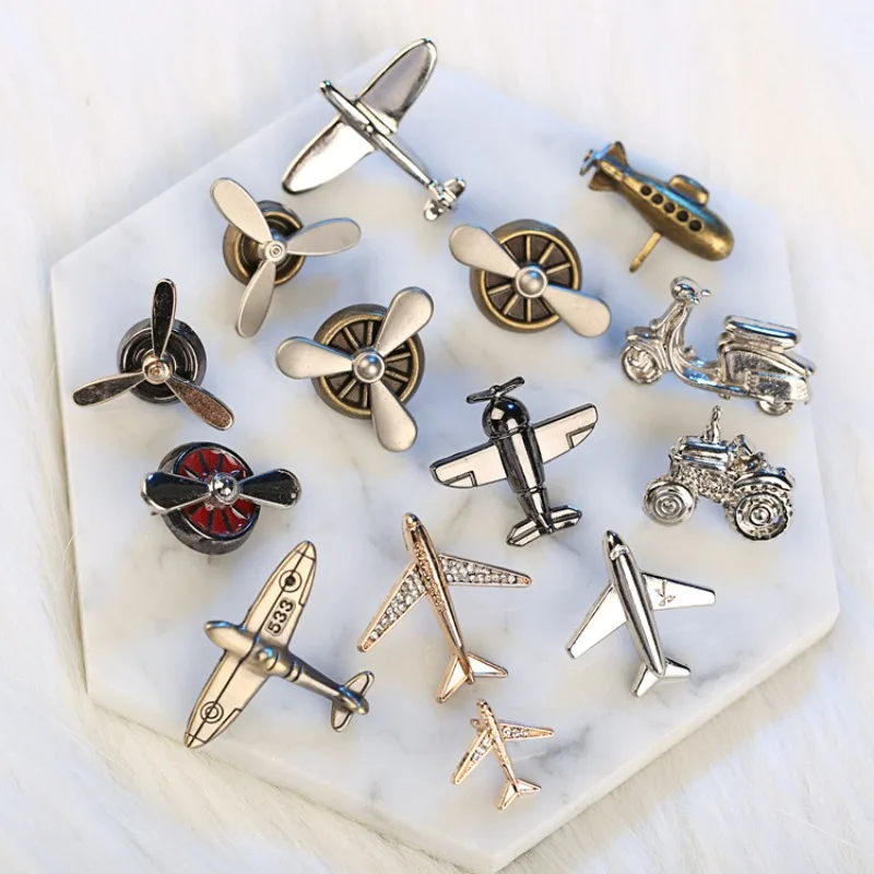 DIY Vintage Metal Airplane Motorcycle Engine Pin Brooch for Suit Shirt Lapel Clothing