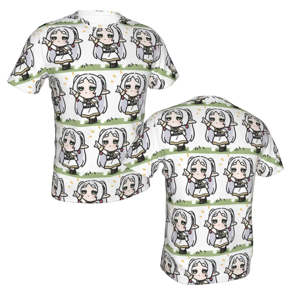 100% Cotton Frieren Chibi Frieren Beyond Journey's End Anime T-Shirt Men's Fashion T Shirt Men Crew Neck Summer Shirts Tops