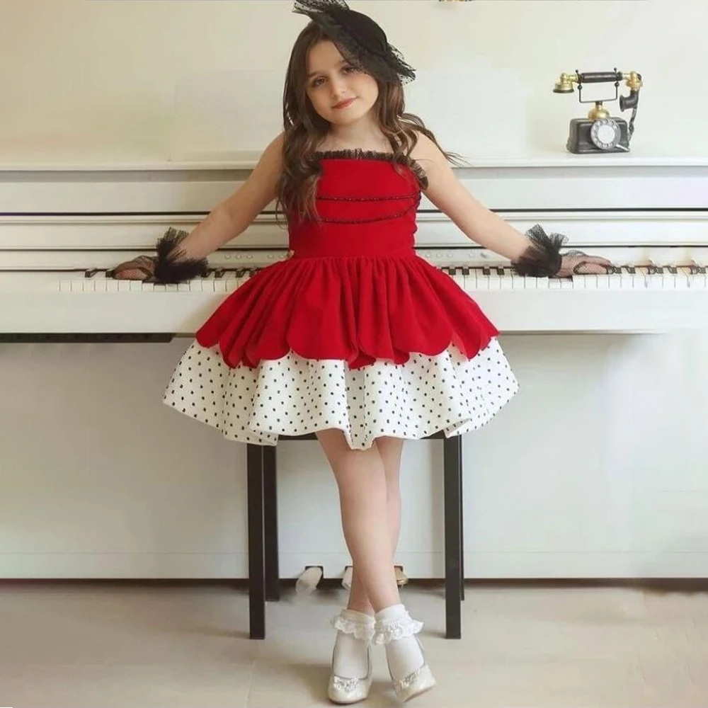 

Red Girl Dress Princess Halloween Costume Kids 4-10 Yrs Carnival Polka Dot Cosplay Party Dress for Girls Bow New Years Vestidos