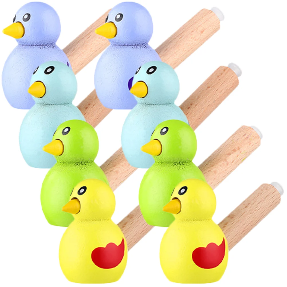 8 Pcs Whistle Wooden Toys Small Bird Portable Whistles Adorable Cartoon Train for Kids Slide Children