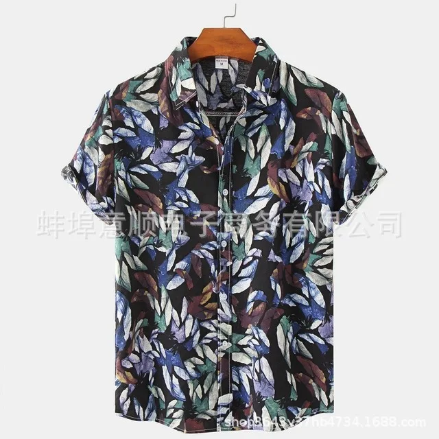 

2025 летняя новая большая мужская повседневная модная рубашка с короткими рукавами и 3D цифровым принтом, мужская рубашка