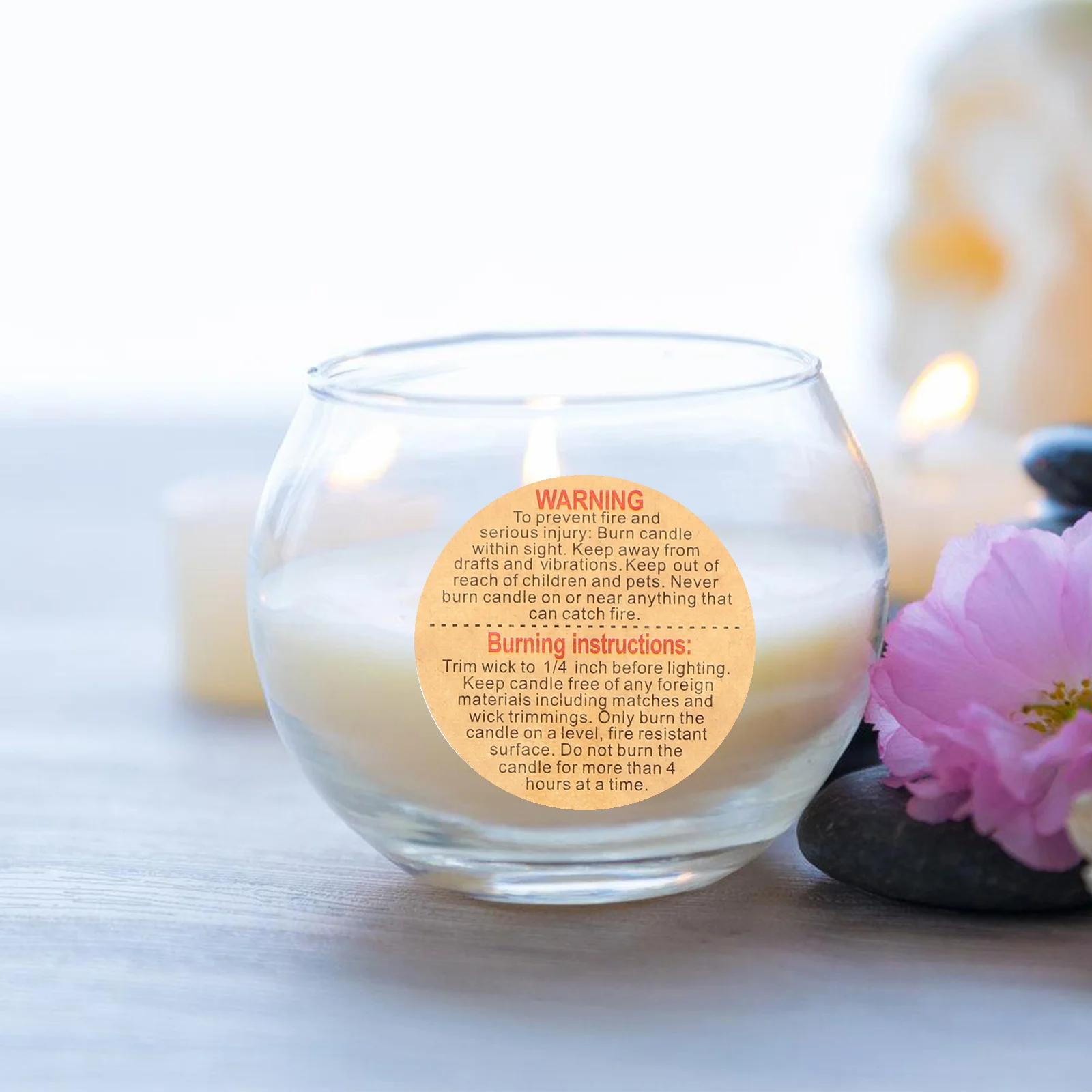 

1 Roll Round Warning Stickers Waterproof Adhesive Safety Labels For Jar Container Packaging Decals Wax Melting