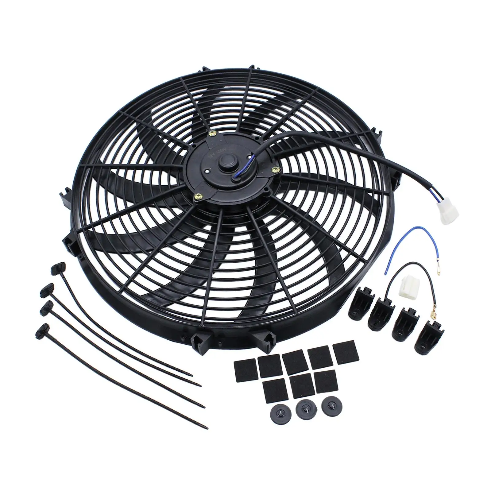 Generic Electric Radiator Cooling Fan Assembly Kit 1000 CFM Easy to Install Car Accessories Push Pull Replacement Black 16