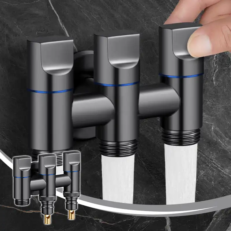 3 Way Water Diverters Valves Steel Quick Connection Splitter Multifunction 3 Way Water Distributor for Kitchen Bathroom Garden