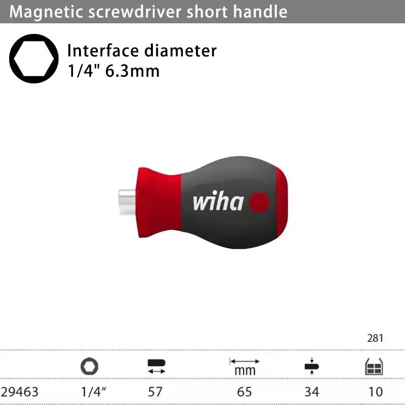 WIHA 29463 1/4 Inch Screwdriver Bit Socket Handle Adapter Made In Germany Precision Hand Tool