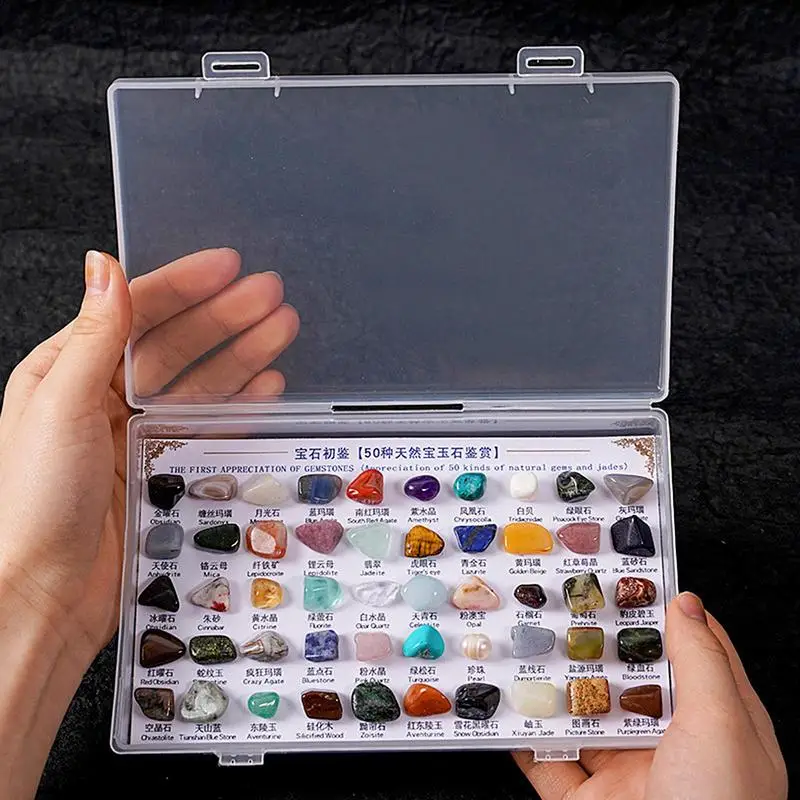 Rock Collection Box For Kids Natural Gemstone Crystal Sets Geology Science Educational Toys Gift For Young Geologists