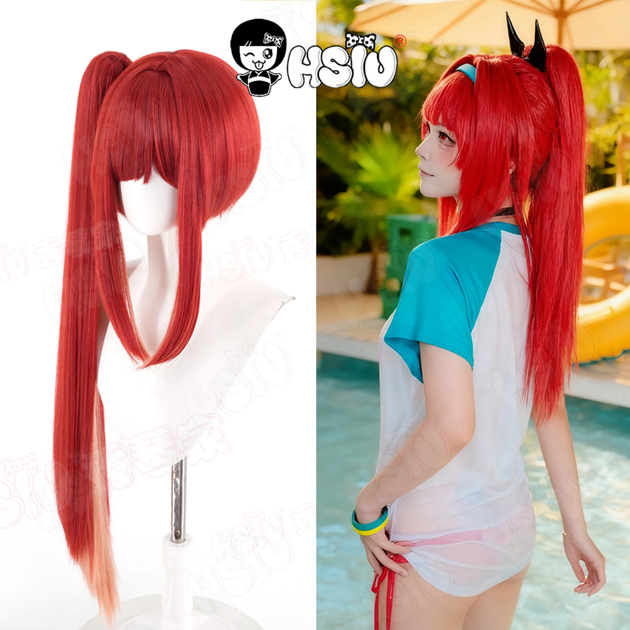 

Rapi Cosplay Wig HSIU 85CM Burgundy mixed orange long hair Synthetic Wig+Wig cap Game NIKKE The Goddess of Victory Rapi Cosplay