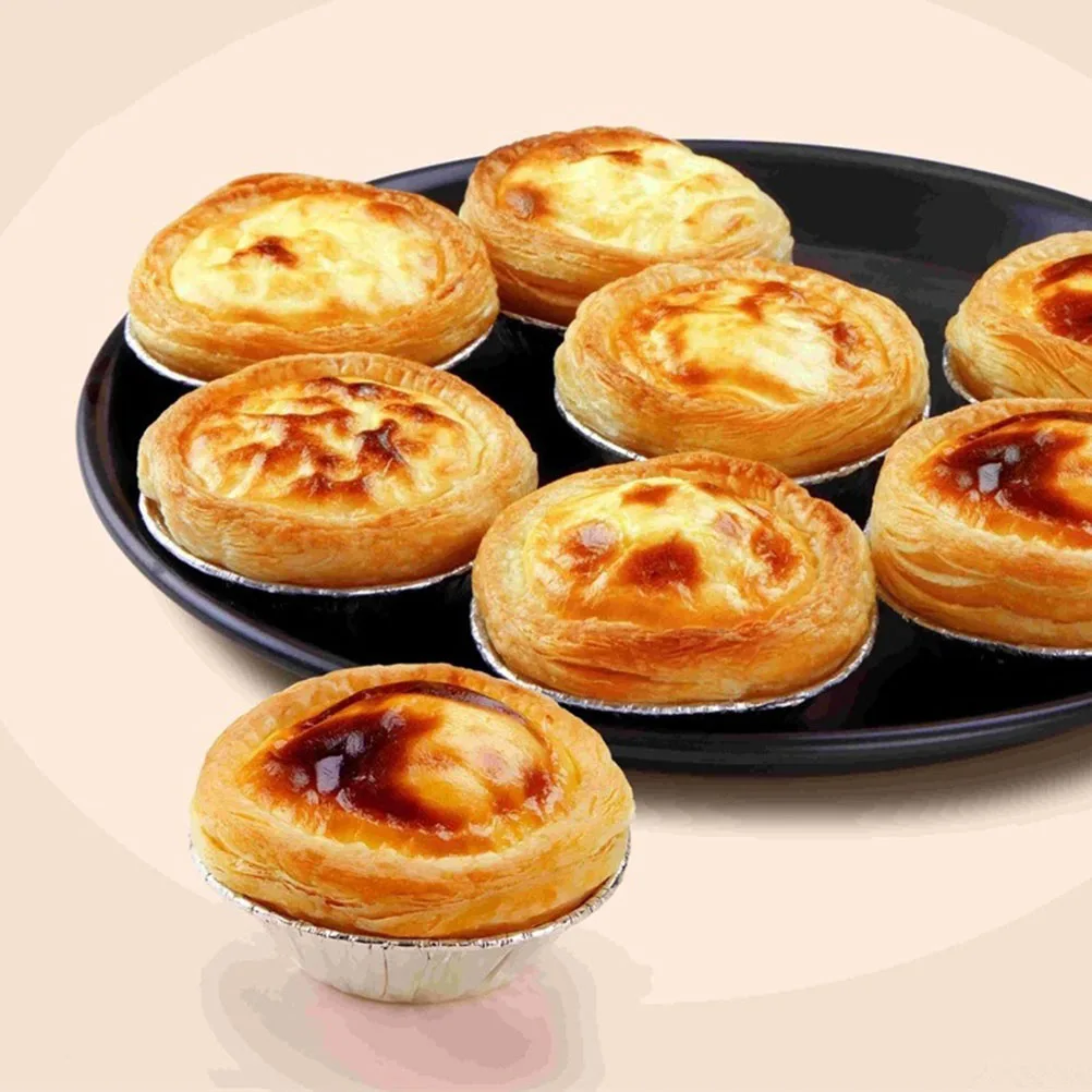 

500pcs Aluminum Foil Egg Tart Molds Round Disposable Baking Cups For Cake Pie Flan Oven Safe Cooking Tools Kitchen Bakeware