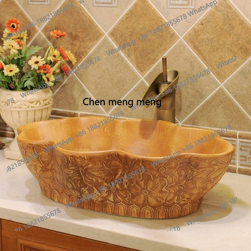 

MF New Chinese antique ceramic basin matte, large basin special-shaped