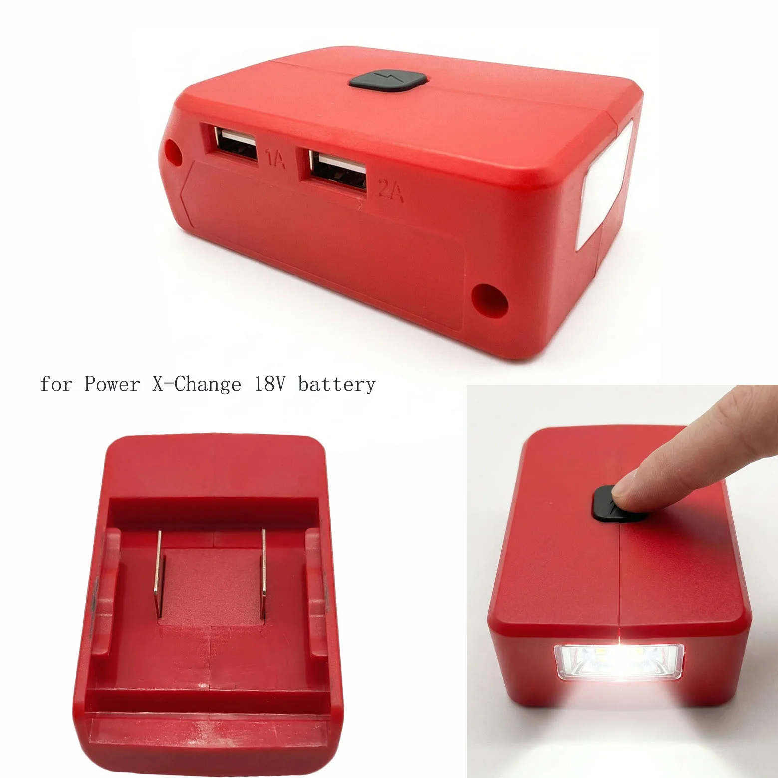 

1pc LED Work Light For Power X Change 18V Battery With USB Port 12V DC Interfaces For Garage Lighting Accessories