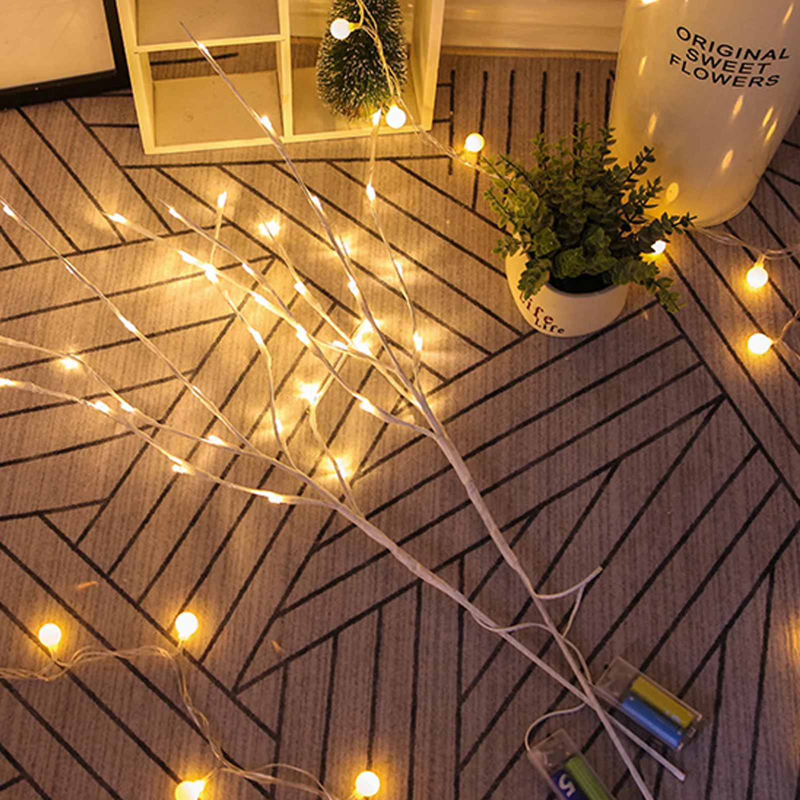 

RORPOIR 2pcs Birch Twig LED Lights Decor Vase for Bedroom White Plastic Branch Lamp Night Decoration Home Lighting