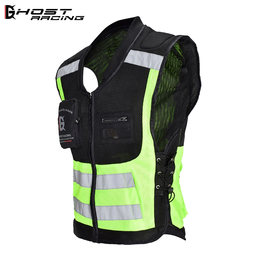 Night Reflective Vest Motorcycle Safety Protection Safety Running Cycling Vest Mesh Motorcycle Jacket Comfortable Sleeveless Jac