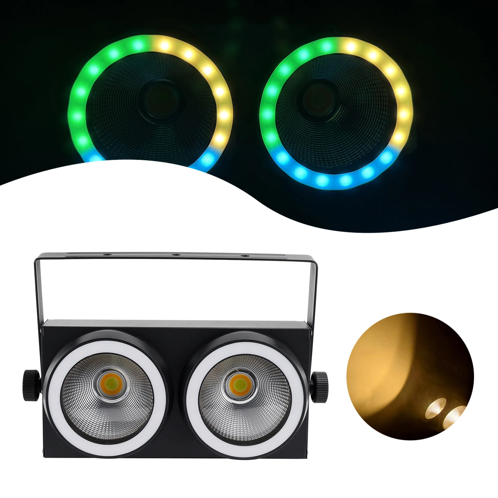 Areyourshop 200W COB PAR LED Audience Blinder, Adjustable Aperture, Warm/Cool White, DMX Control Stage Lighting Fixture