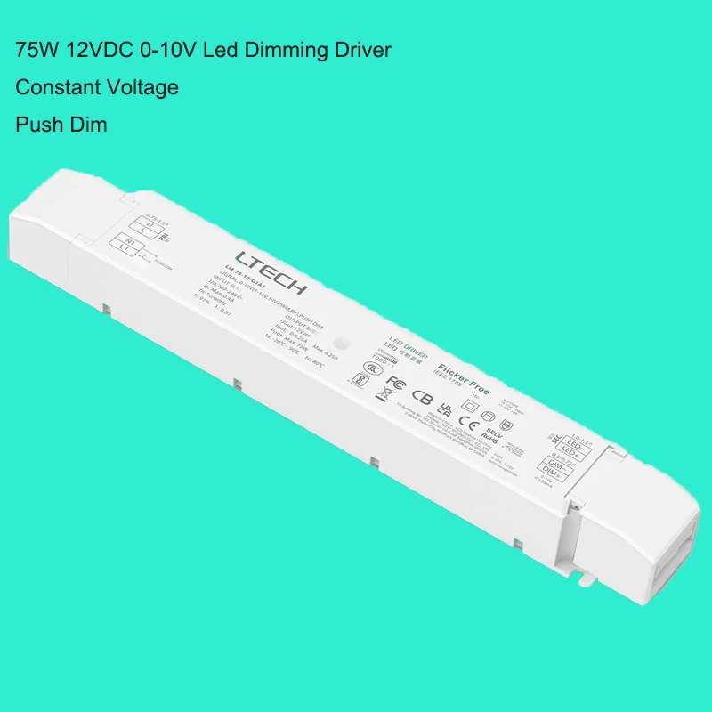 

LTECH 36 Вт 75 Вт 100 Вт 12 В 24 В CV постоянное напряжение 0-10 В (1-10 В/10 В PWM/RX) светодиодный драйвер 100-240 В трансформатор затемнения освещения Push Dim