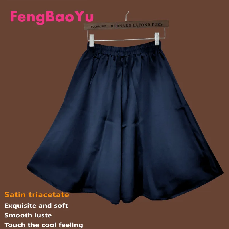 

Fengbaoyu Triacetate Satin Spring Summer Girls' Five-cent Skirt Pants are Casual Black Cool Womens Clothing Korean Fashion